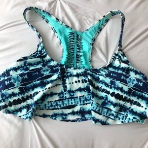 Tie Dye Swim Top with back detail - L
